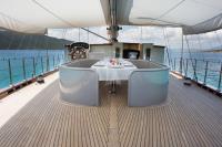 LE-PIETRE yacht charter: aft deck dining area