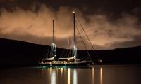 LE-PIETRE yacht charter: night at anchor