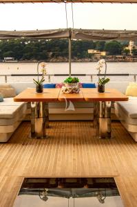 GEMS-II yacht charter: Sun deck dining