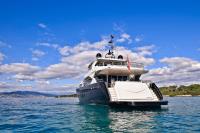 TENACITY yacht charter: TENACITY Aft at anchor