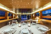 JAJARO yacht charter: Indoor dining area