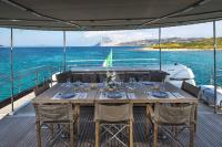 INDIAN yacht charter: upper deck lunch table