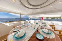 COME-PRIMA yacht charter: COME PRIMA upper deck aft dining