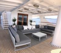 DIONEA yacht charter: Aft deck lounge corner (new 2021)