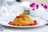 ARAMIS yacht charter: nest of spaghetti with fresh tomatoes