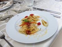 ARAMIS yacht charter: Linguine di Gragnano with pistachios pesto, anchovy sauce, fish eggs & tomato confit