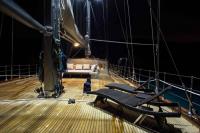 LE-PIETRE yacht charter: fore deck at night
