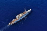 CHRISTINA-O yacht charter: Huge deck space seen from above