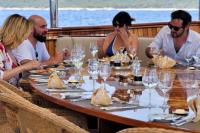 CHRISTINA-O yacht charter: Aft deck dining